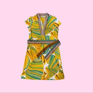 Trina Turk Silk Dress Greek Key Detail